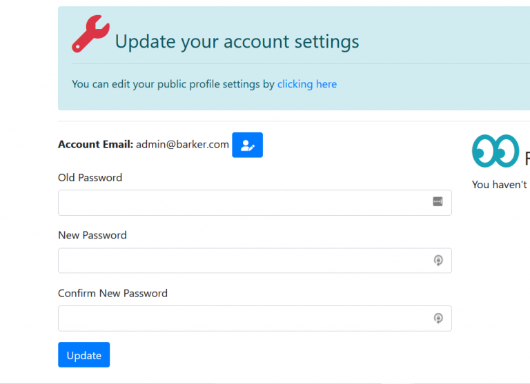 Barker Update Your Account Settings