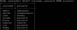 SELECT username password from accounts