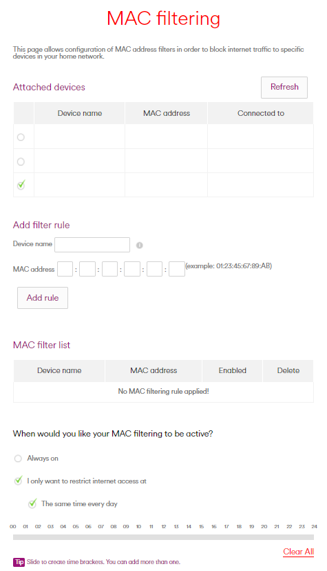 router mac filtering